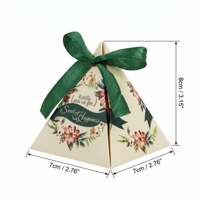 Florale Dreieckige Hochzeits-Geschenkbox Vintage Blumen-Pyramiden-Süßigkeitenbox mit Band Schokoladen-Süßigkeitenbox für Brautparty