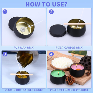 Kim loại màu đen lọ liền mạch có thể rỗng 4 oz <span class=keywords><strong>DIY</strong></span> nến tin với nắp - Product Image 4