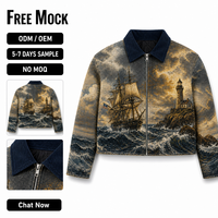 Veste en tapisserie de haute qualité pour hommes, avec poignets côtelés personnalisés, manteau zippé tissé, veste jacquard épaisse, vente en gros de vêtements pour hommes
