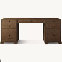 Bureau d'étude en chêne américain noir Genevieve avec tiroir, assemblé, pour bureau à domicile et salle d'étude