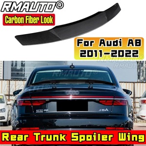 Aileron arrière pour Audi A8 2011-2022, pièce de modification, plastique ABS, véritable fibre de carbone, aileron de coffre arrière, accessoires de voiture - Product Image 1