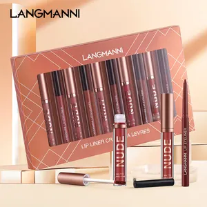 Langmanni l2108 6pcs Lip Liner Bút kẻ mắt và 6pcs Lip Gloss Set Smudge kháng Ultra Chic môi son môi lỏng nhà cung cấp