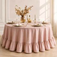 Nappe ronde en coton et lin à volants, style bohème et campagnard, pour hôtel, mariage, événement, tailles personnalisées