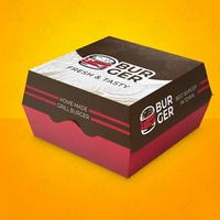 Boîtes à hamburgers en papier personnalisées, pliables, jetables, pour les restaurants à emporter et les chaînes de restauration rapide