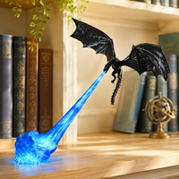 Lampe Dragon Volant Imprimée en 3D avec Effet de Flamme Dynamique, Ornement de Bibliothèque Académie Magique pour Collectionneurs de Fantasy