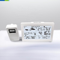 Horloge météo intelligente en ABS avec signal DCF baromètre de température et d'humidité, vertical/mural, pour l'extérieur et le bureau.