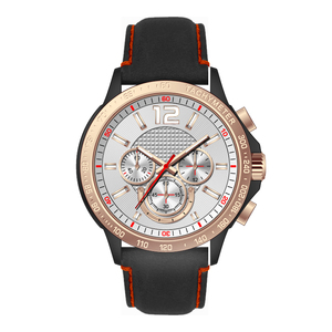 Relógio Masculino Seiko de Quartzo Esportivo em Aço Inoxidável com Cronógrafo, Resistente à Água 5ATM, Pulseira de Couro e Mostrador de Vidro para Negócios - Product Image 1