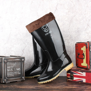 Botas de Lluvia Acolchadas de Algodón para Invierno, Negras, Tacón Bajo, Unisex, con Forro Cálido Extraíble y Suela Antideslizante - Product Image 2