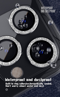 Protection d'Écran d'Objectif de Caméra BlingBling 9H Anti-Rayures Diamant pour iPhone 11 12 13 14 15 Pro