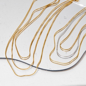 Collar de cadena de serpiente redonda chapado en oro PVD, de acero inoxidable multicapa, con diseño de hueso de serpiente cuadrado, cadena para suéter, accesorio de moda. - Product Image 2