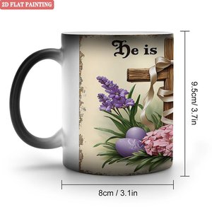 Taza Mágica de Cerámica Negra Esmerilada de 11 oz, Activada por Calor, con Diseño de Cruz en Relieve, Regalo de Pascua - Product Image 1