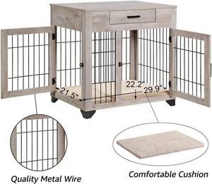 Caja <span class=keywords><strong>para</strong></span> perro personalizable de lujo estilo mueble interior con cajón de mesa final perrera <span class=keywords><strong>para</strong></span> mascotas estera de <span class=keywords><strong>dos</strong></span> puertas <span class=keywords><strong>caseta</strong></span> de perro características elegantes - Product Image 4