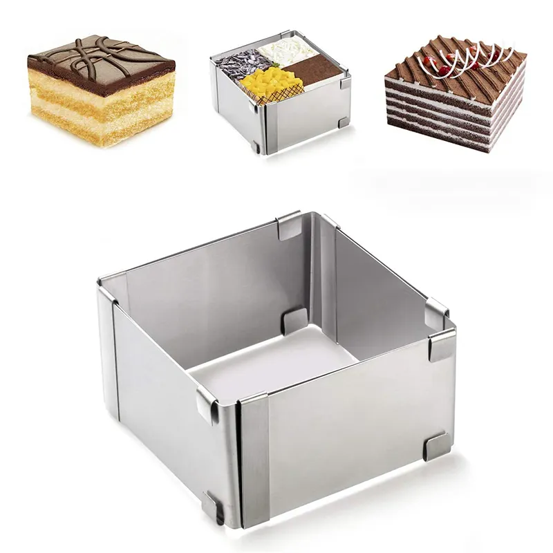 Back kuchen Werkzeuge und Zubehör 15-28 cm Edelstahl quadratische Mousse Kuchen Ringform