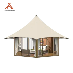 Tente de luxe hexagonale Kawagebo Kamp avec structure en acier galvanisé recouvert de PVDF et murs en verre pour hôtel et lodge - Product Image 6