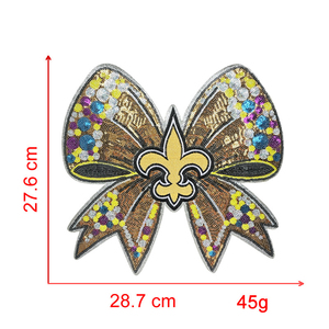 Patch brodé personnalisé des Saints de la Nouvelle-Orléans avec nœud, paillettes et sequins, pour le jour du match, pour artisanat textile DIY, 32 équipes - Product Image 1