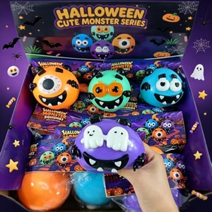 Jouet anti-stress à presser en forme de monstre d'Halloween mignon, doux et moelleux, design effrayant, boîte surprise fantaisie pour enfants - Product Image 2