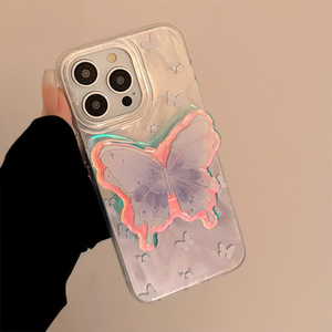 Fantasia estetica <span class=keywords><strong>lilla</strong></span> farfalla girly stile proteggere custodia del telefono con supporto per iPhone 16 14 15 13 12 11 Pro Max - Product Image 4