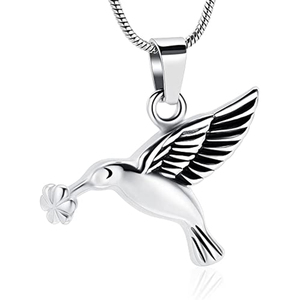 Perhiasan kremasi baja tahan karat perhiasan peringatan batu kelahiran personalisasi burung kolibri kremasi kalung abu - Product Image 1