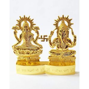 PARIJAT HANDICRAFT 4 pouces dieu hindou Lakshmi Ganesha Sculpture en métal pour la maison Indian Diwali Festival Pooja Puja Décor Indian Gift - Product Image 3