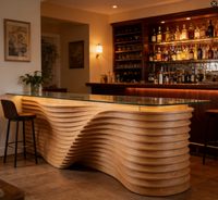 Bureau de réception en bois au design ondulé pour la maison, le restaurant, le hall d'entrée, le comptoir avant, meubles sur mesure