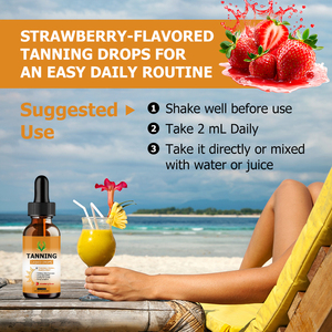 Gouttes de bronzage liquides OEM ODM avec astaxanthine, L-tyrosine, vitamine A, hydratent et améliorent l'élasticité de la peau, complément alimentaire à base de plantes. - Product Image 6