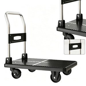 Platform Truck with Rubber <b>Wheels</b>, Heavy Duty Folding Hand <b>Cart</b>, Flatbed Dolly with Swivel Casters for Workshop, Garage, Office - Product Image 5
