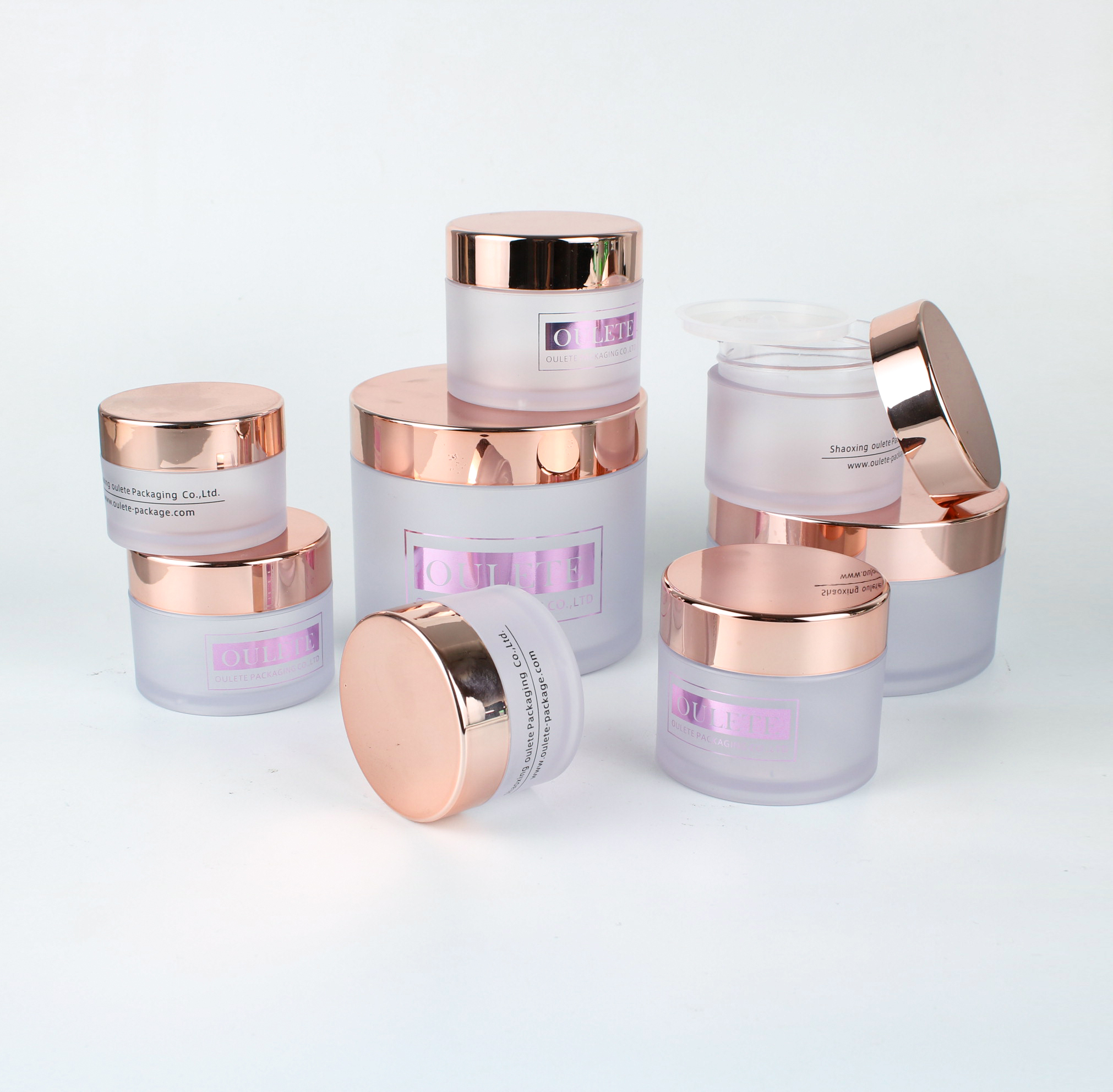 Cosmetic Empty Cream Packaging 1oz 2oz 3oz 4oz 5oz 6oz 8oz Body Lip Scrub Pet Frosted Cosmetics Jar With Shiny Rose Gold Cap