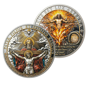 Pièce commémorative de la crucifixion et de la résurrection de Jésus « Il n'y a pas de plus grand amour que celui-là » Artisanat métallique Cadeau de collection - Product Image 4