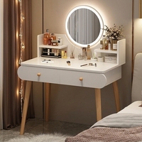 Coiffeuse avec structure en bois massif, style moderne pour chambre à coucher, nouveau style simple 2026, luxe léger, sensation haut de gamme, chambre principale