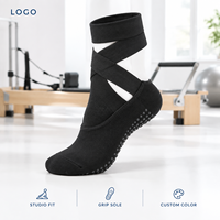Chaussettes de danse et de Pilates Studio Grip, noires, à semelle intégrale, à talon ouvert, avec manchette enveloppante inspirée du ballet, ajustement parfait, pour la barre, lavables, avec gradation de taille