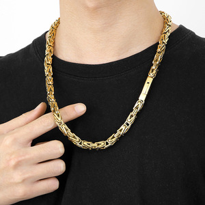 Nouvelle mode, collier chaîne <span class=keywords><strong>en</strong></span> acier titane or argent de 8 mm de largeur, chaîne <span class=keywords><strong>en</strong></span> acier inoxydable, chaîne à maillons punk pour homme - Product Image 3