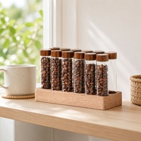 Conteneur de stockage de grains de café avec base en bois massif de noyer, boîte de rangement rustique pour grains de café pour barista