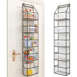 Over The Door Hanging Organizer 5 <b>Shelf</b> Clear <b>Plastic</b> Pockets Large Capacity Storage For Pantry Closet Bathroom - Product Image 1