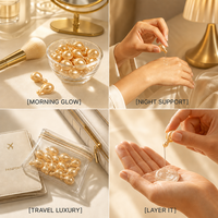 Capsules de sérum pour le visage en céramide doré personnalisées OEM, céramide NP, peptide, nourrissent, illuminent, renforcent la barrière cutanée, perles, produits de soin de la peau