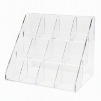 Boîte de présentation personnalisée en acrylique pour sachets de graines, organisateur transparent pour sachets de jardinage, étui à compartiments inclinés, panneau avant avec logo OEM