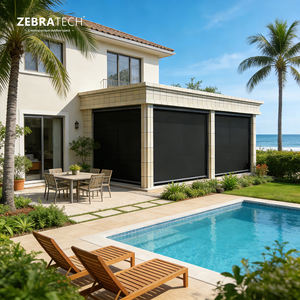 Persianas Horizontales Eléctricas Impermeables de Gran Tamaño para Patio Exterior con Riel con Cremallera Resistente al Viento y Operación Motorizada - Product Image 1