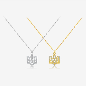 FUAMAY 925 argent Sterling pavé CZ ukrainien Trident collier délicat doré complexe Trident en forme de pendentif collier femmes - Product Image 1