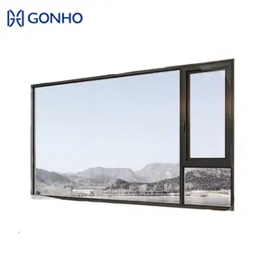 GONHO jendela dapur panel ganda desain Ventana janela de aluminio pabrikan pintu kaca dan jendela