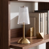 Lampe de table moderne en acrylique cristallin cannelé, base en dôme, sans fil, rechargeable, à intensité variable, lampe de chevet, lampe de bureau LED