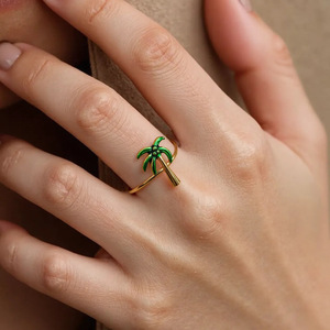 Plant Pattern Stainless Steel <b>Ring</b> <b>Open</b> Design For Women Gift Jewelry - Product Image 1