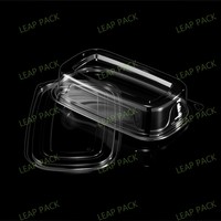 Boîte de rangement rectangulaire jetable en PET à 4 compartiments pour plats à emporter, emballage alimentaire, conteneur sans BPA 16oz pour nouilles, sushis, pizzas