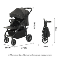 Poussette compacte Poussette de voyage compacte avec pliage automatique Poussette pour bébé, harnais à 5 points avec épaulettes Poussette pour bébé