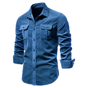 Camisas de Hombre de Manga Larga, 100% Algodón, Tejido Transpirable Teñido con Hilo, Estilo Casual Elegante para Otoño - Product Image 1