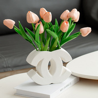 Vase en céramique de luxe léger, forme unique, style INS, sensation haut de gamme, style crème, accessoire décoratif nordique pour l'entrée de la maison