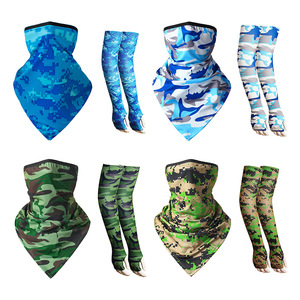 Summer Outdoor Ice Silk Triangular Scarf Sun Protection Sleeve Set Quick Dry Fingerless Extended Sleeve Women Adult - Product Image 2