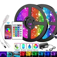 30leds/m 60leds 5050 Led Strip 5M Lampu Strip LED Pita LED Rgb Pita Dioda Led Pengontrol Adaptor Daya untuk Rumah
