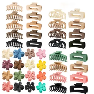 Wholesale Oem Custom 8Pcs Sets middle-sized Small Rectangle Clip Plastics Extra Large Clip Flower Hair Claw Clips Hair Claw