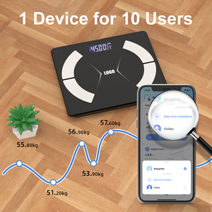 Balance de composition corporelle numérique LCD, rectangle mince, application Bluetooth, poids, IMC, moniteur d'eau pour le suivi personnel de la forme physique - Product Image 3