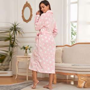 优雅的女式睡衣印花羊毛浴袍睡袍长袖睡衣 - Product Image 3