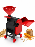 Nouveau Broyeur Multifonctionnel Mini Mobile 2-en-1 pour Fourrage et Grains, Concasseur de Paille Sèche et Humide 220V pour Bétail